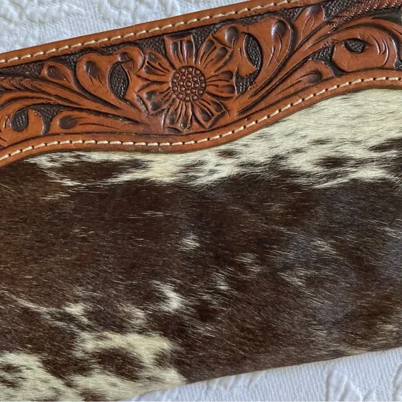 American Darling small crossbody purse topped leather calf hair western boho - Picture 3 of 16